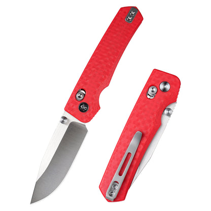 Remette RT-Aurora - 2.75" 14C28N Sandblasted Blade, Red Raindrop G10 Handle. AURA-G4