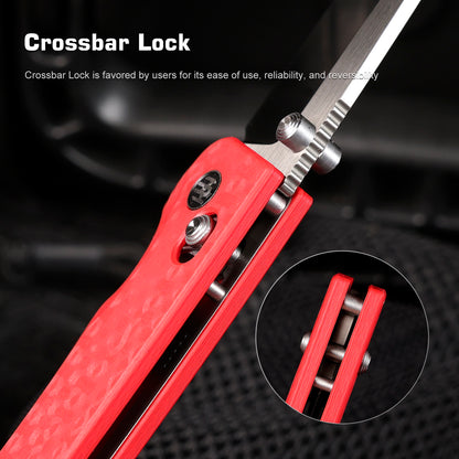 Remette RT-Aurora - 2.75" 14C28N Sandblasted Blade, Red Raindrop G10 Handle. AURA-G4