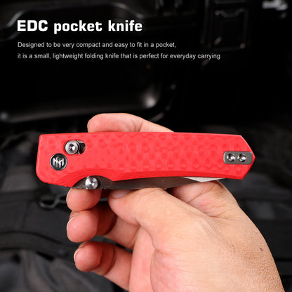 Remette RT-Aurora - 2.75" 14C28N Sandblasted Blade, Red Raindrop G10 Handle. AURA-G4