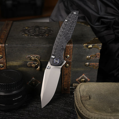 Remette RT-Cool Whale - 3.15" 14C28N Sandblasted Blade, Black G10 Handle, Button Liner Lock