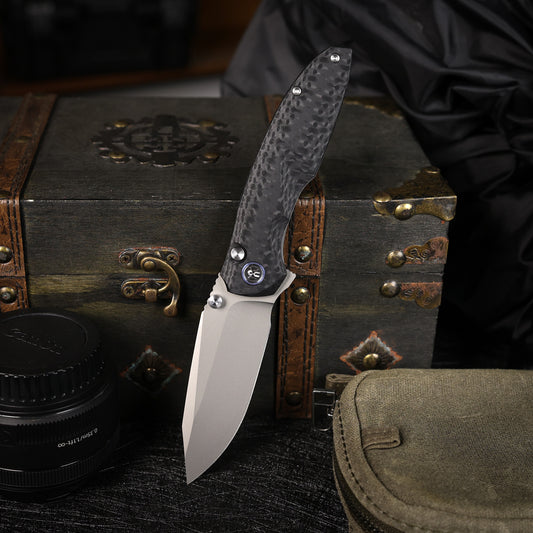 Remette RT-Cool Whale - 3.15" 14C28N Sandblasted Blade, Black G10 Handle, Button Liner Lock