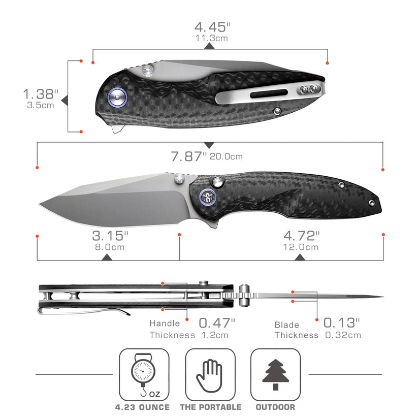 Remette RT-Cool Whale - 3.15" 14C28N Sandblasted Blade, Black G10 Handle, Button Liner Lock