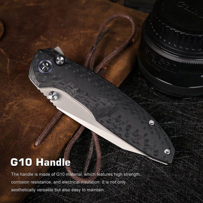 Remette RT-Cool Whale - 3.15" 14C28N Sandblasted Blade, Black G10 Handle, Button Liner Lock