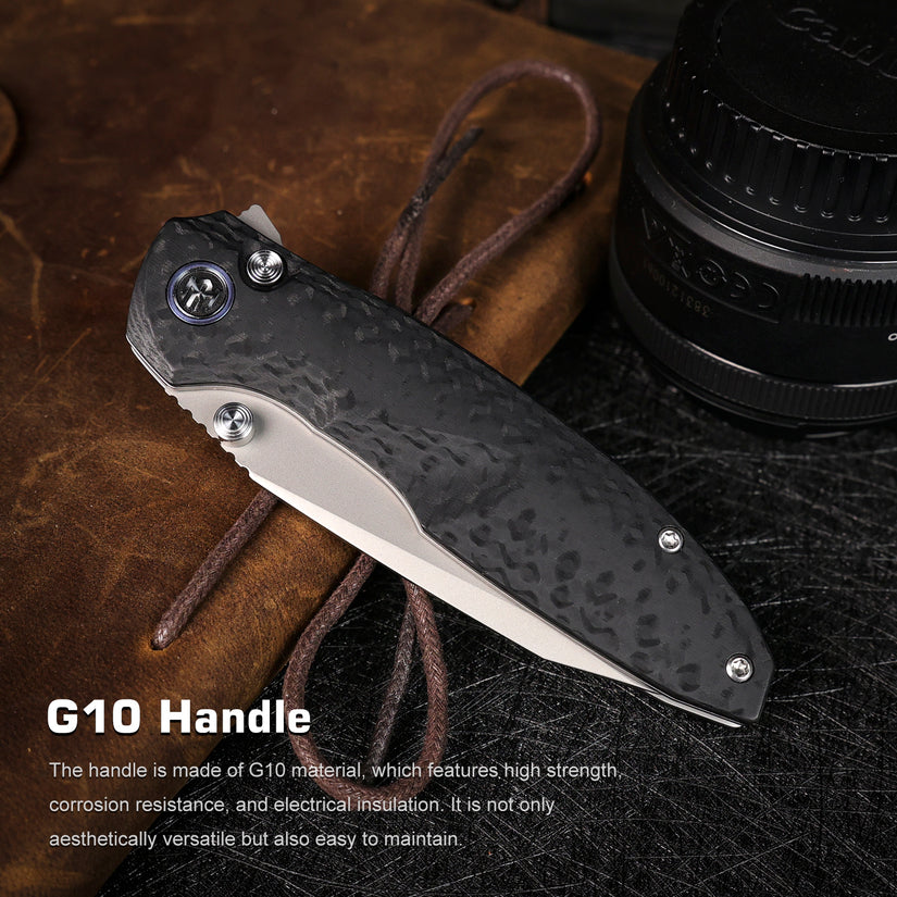 Remette RT-Cool Whale - 3.15" 14C28N Sandblasted Blade, Black G10 Handle, Button Liner Lock
