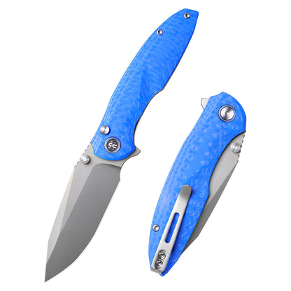 Remette RT-Cool Whale - 3.15" 14C28N Sandblasted Blade, Blue G10 Handle, Button Liner Lock