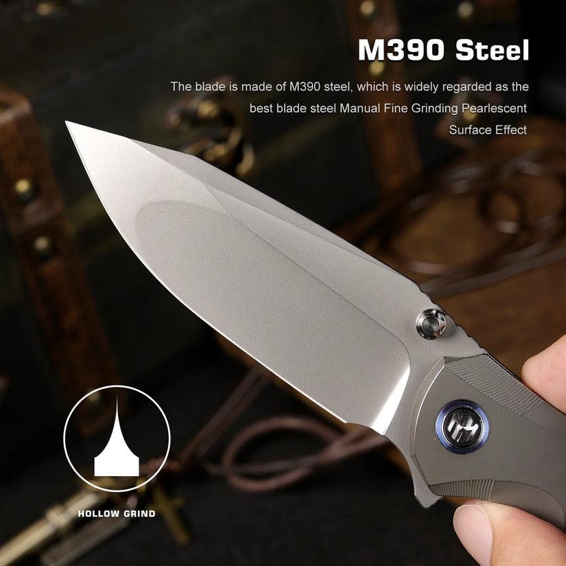 Remette RT-Cool Whale - 3.15" M390 Bead Blasted Blade, Stonewashed Titanium Handle