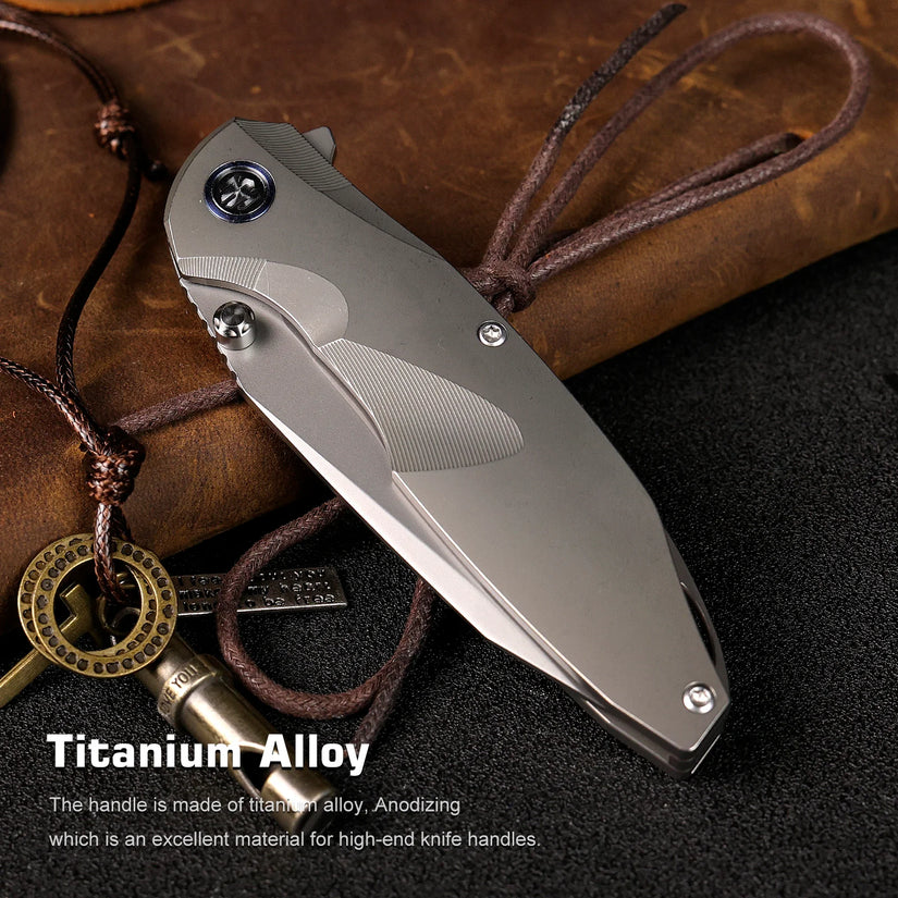 Remette RT-Cool Whale - 3.15" M390 Bead Blasted Blade, Stonewashed Titanium Handle