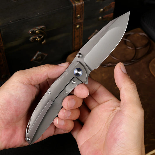 Remette RT-Cool Whale - 3.15" M390 Bead Blasted Blade, Stonewashed Titanium Handle