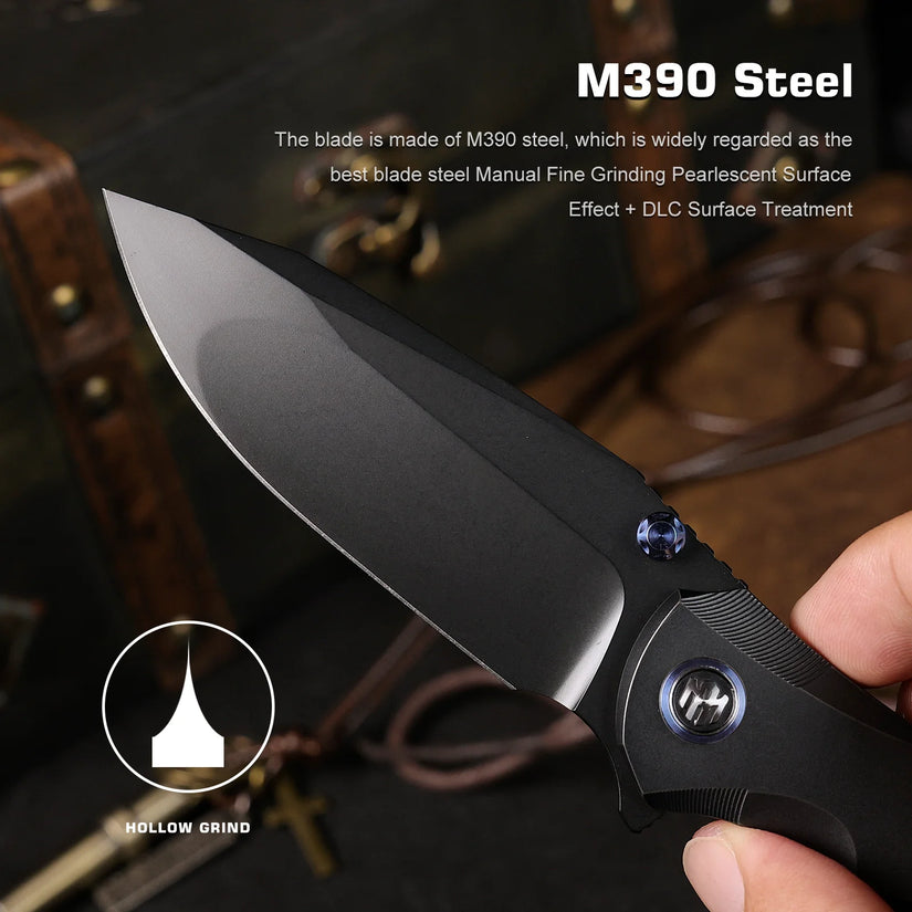 Remette RT-Cool Whale - 3.15" M390 Black DLC Blade, Black Titanium Handle