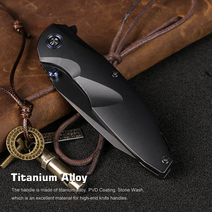 Remette RT-Cool Whale - 3.15" M390 Black DLC Blade, Black Titanium Handle