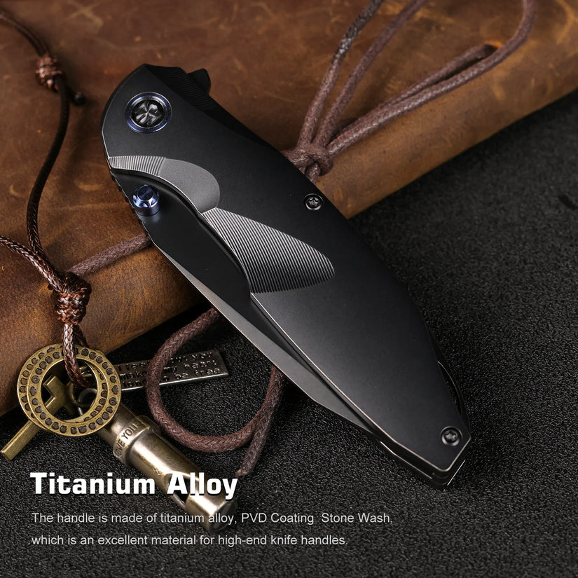 Remette RT-Cool Whale - 3.15" M390 Black DLC Blade, Black Titanium Handle