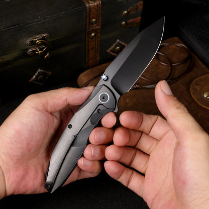 Remette RT-Cool Whale - 3.15" M390 Black DLC Blade, Black Titanium Handle