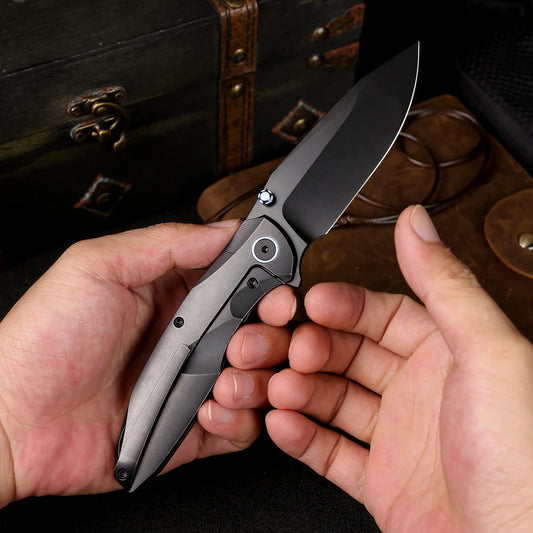 Remette RT-Cool Whale - 3.15" M390 Black DLC Blade, Black Titanium Handle