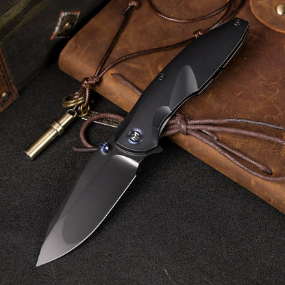 Remette RT-Cool Whale - 3.15" M390 Black DLC Blade, Black Titanium Handle