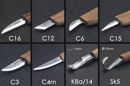 BeaverCraft S18X - Deluxe Wood Carving Set with Walnut Handles