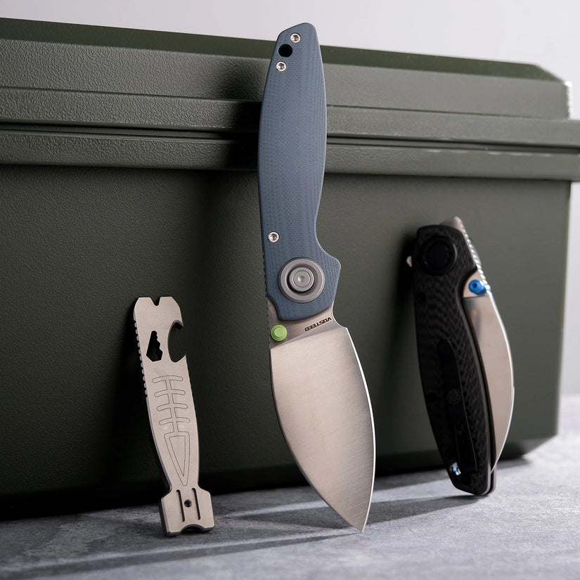 Vosteed Shilin Cutter A2809 - 2.9" 154CM Satin Blade, Blue G10 Handle