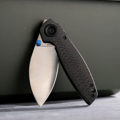 Vosteed Shilin Cutter A2810 - 2.9" Elmax Satin Blade, Carbon Fibre Handle