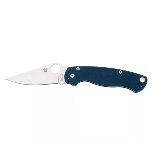 Spyderco Para Military 2 C81GPCBL2 - 3.45" SPY27 Satin Blade, Cobalt Blue G-10 Handles