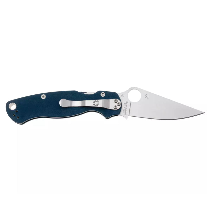 Spyderco Para Military 2 C81GPCBL2 - 3.45" SPY27 Satin Blade, Cobalt Blue G-10 Handles