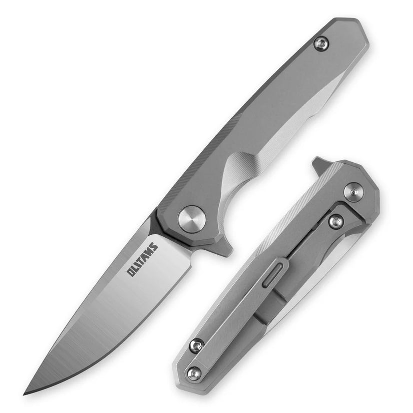 Olitans Mini Knife T019 - 2.16" 14C28N Belt Satin Blade, Titanium Handle