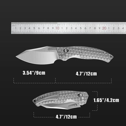 Olitans T052-CT - 3.54" M390 Black Stonewashed Blade, Black Titanium Handle