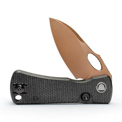 Trivisa Andromeda-BM - 2.3" 14C28N Rose Gold Blade, Black Micarta
