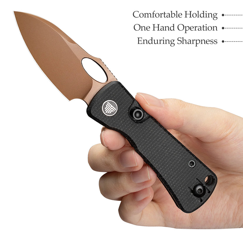 Trivisa Andromeda-BM - 2.3" 14C28N Rose Gold Blade, Black Micarta