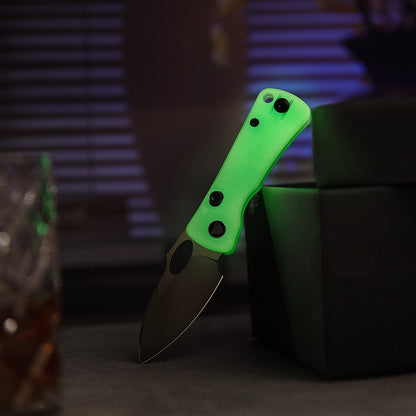 Trivisa Andromeda-TG - 2.3" 14C28N Black Stonewashed Blade, Glow In The Dark G10 Handle