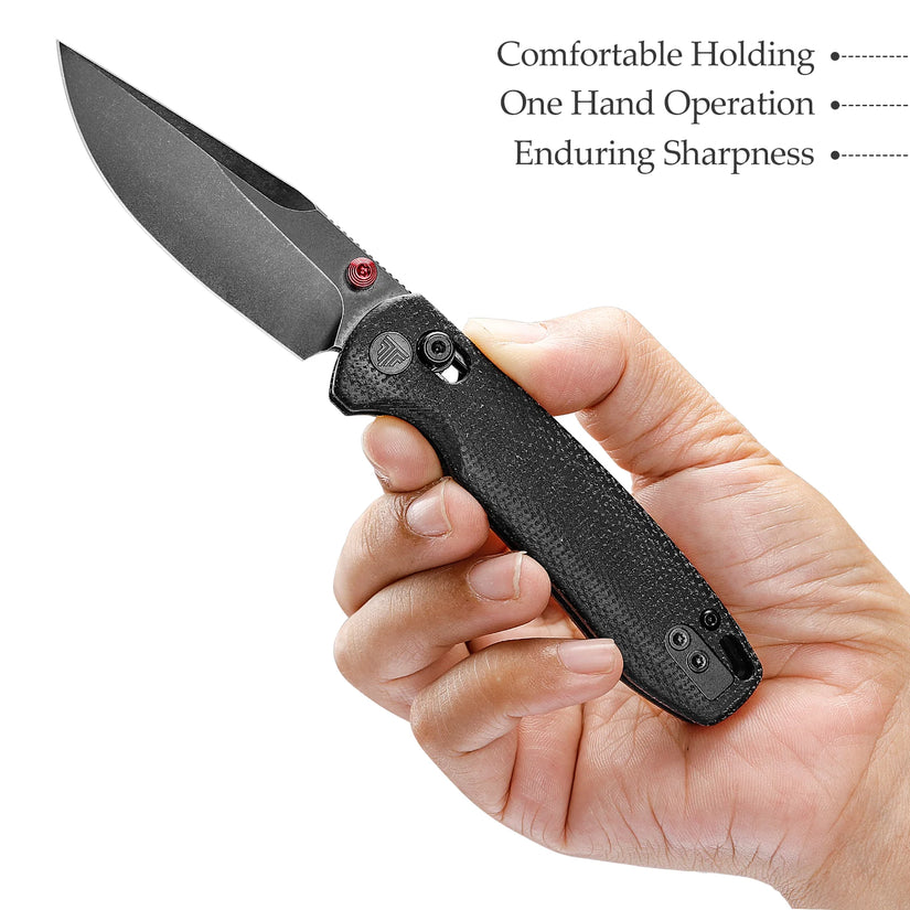 Trivisa Butterfly-BM - 2.99" 14C28N Black Stonewashed Blade, Black Micarta Handle