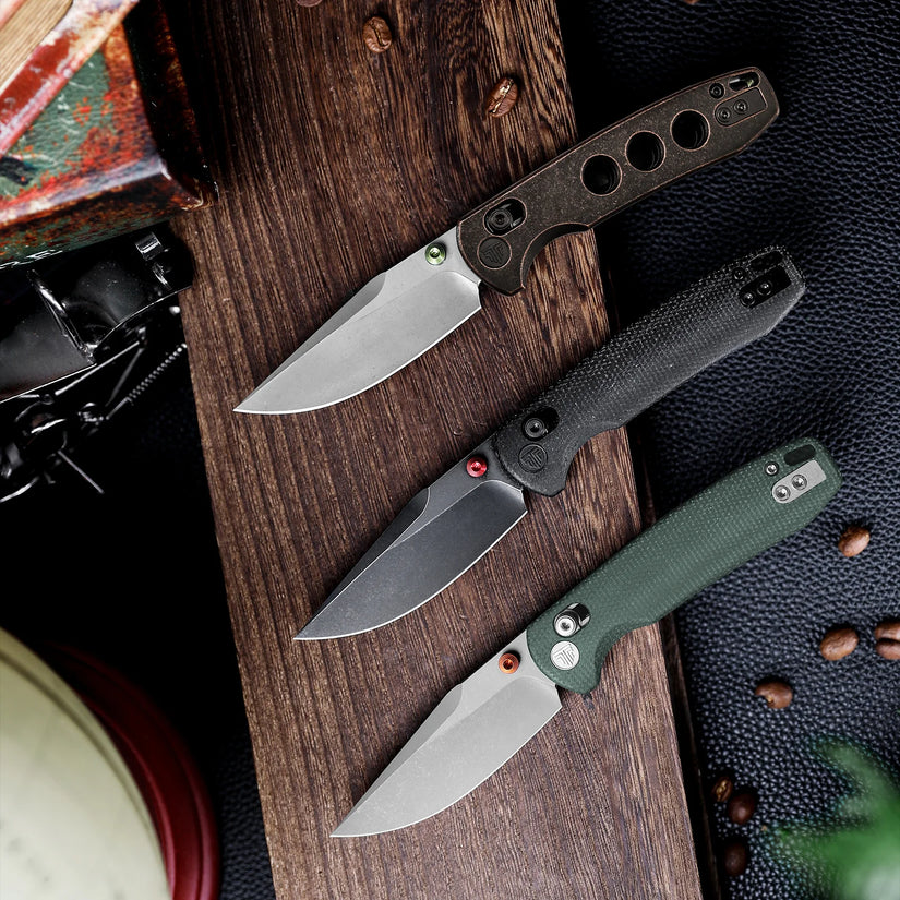 Trivisa Butterfly-BM - 2.99" 14C28N Black Stonewashed Blade, Black Micarta Handle