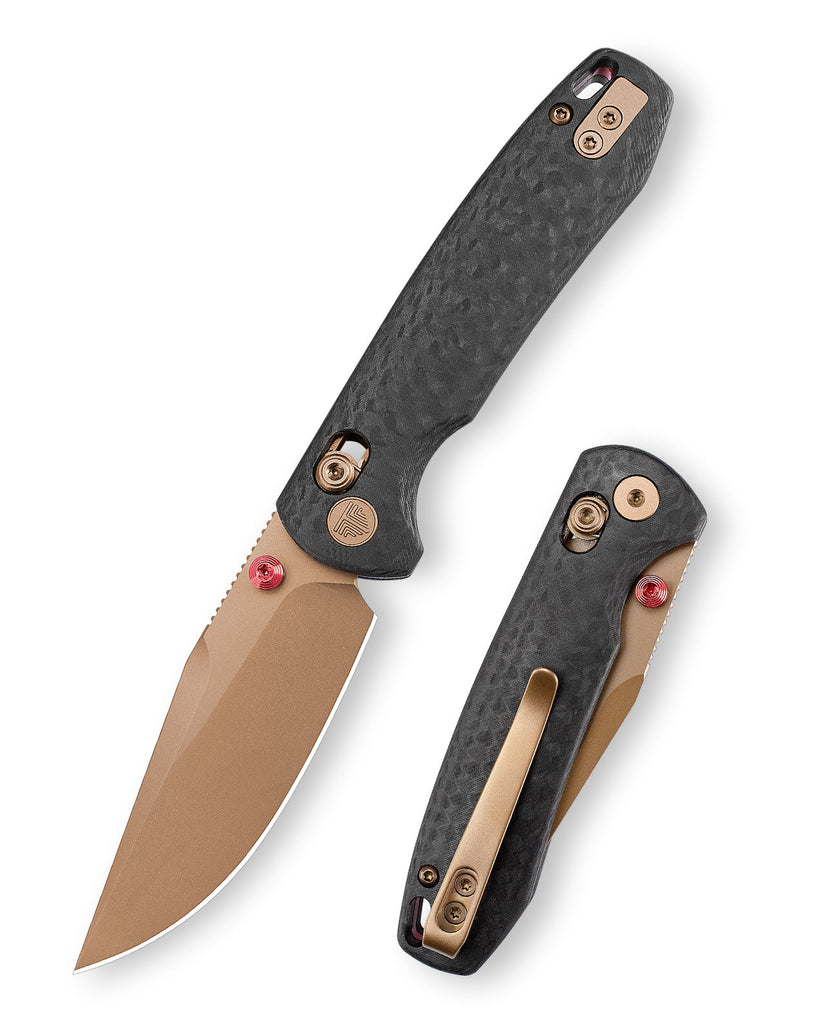 Trivisa Butterfly-CG - 2.99" 14C28N Rose Gold Blade, Carbon Fibre G10 Handle