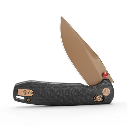 Trivisa Butterfly-CG - 2.99" 14C28N Rose Gold Blade, Carbon Fibre G10 Handle