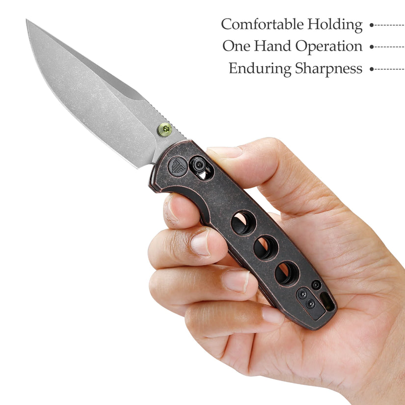 Trivisa Butterfly-CU - 2.99" 14C28N Stonewashed Blade, Copper Handle
