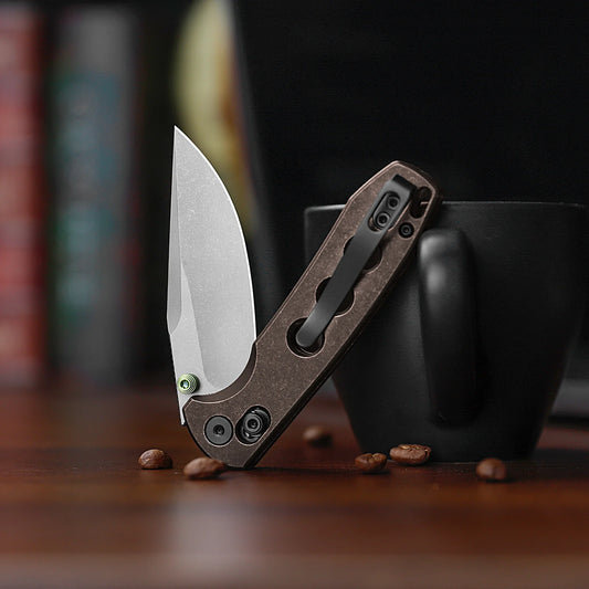 Trivisa Butterfly-CU - 2.99" 14C28N Stonewashed Blade, Copper Handle