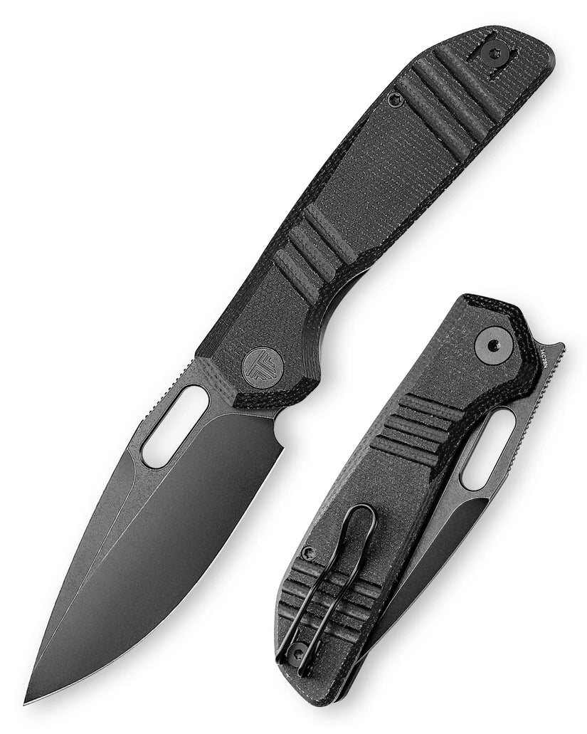 Trivisa Gecko-BM - 3.4" 14C28N Black Stonewashed Blade, Black Micarta