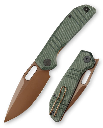 Trivisa Gecko-GM - 3.4" 14C28N Rose Gold Blade, Green Micarta