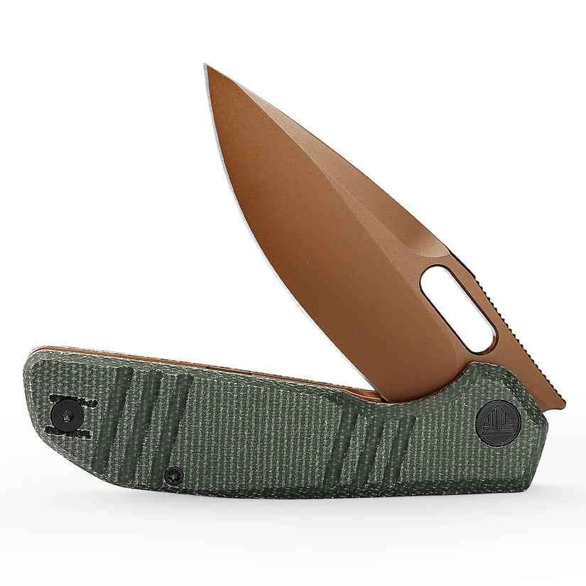 Trivisa Gecko-GM - 3.4" 14C28N Rose Gold Blade, Green Micarta