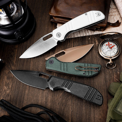 Trivisa Gecko-GM - 3.4" 14C28N Rose Gold Blade, Green Micarta