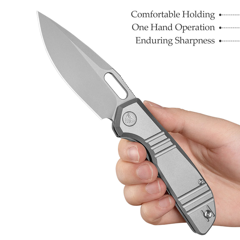 Trivisa Gecko-S - 3.4" M390 Stonewashed Blade, Titanium Handle