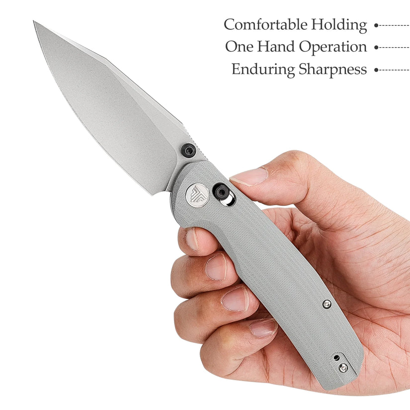 Trivisa Hornet-03G - 3.34" 14C28N Stonewashed Blade, Light Grey G10