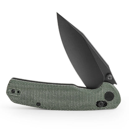 Trivisa Hornet-04G - 3.34" 14C28N Black Stonewashed Blade, Green Micarta