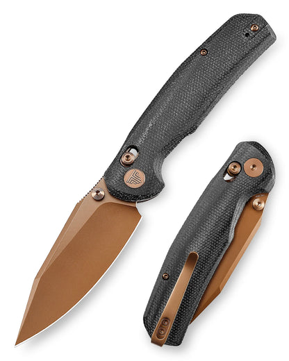 Trivisa Hornet-BM - 3.34" 14C28N Rose Gold Blade, Black Micarta