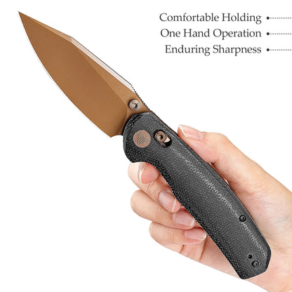 Trivisa Hornet-BM - 3.34" 14C28N Rose Gold Blade, Black Micarta