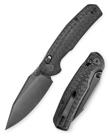 Trivisa Hornet-CG - 3.34" 14C28N Black Stonewashed Blade, Carbon Fibre Style G10 Handle