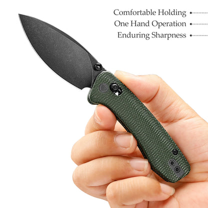 Trivisa Koala-G - 2.56" N690 Black Stonewashed Blade, Green Micarta