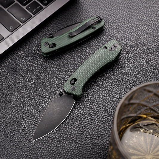 Trivisa Koala-G - 2.56" N690 Black Stonewashed Blade, Green Micarta