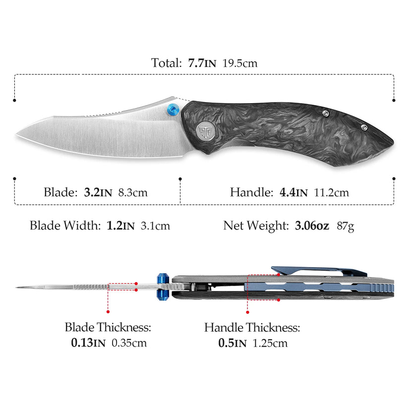 Trivisa Rhino-W - 3.2" M390 Satin Blade, Titanium and Carbon Fibre Handle