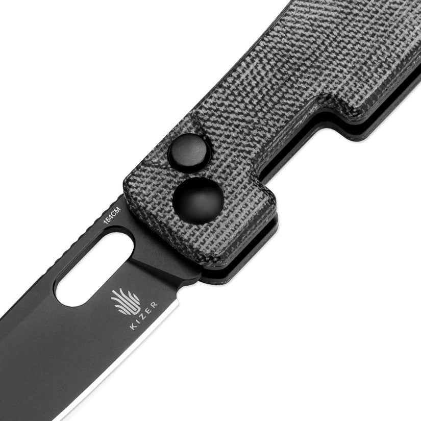 Kizer Banish - 2.32" 154CM Black Stonewashed Blade, Black Micarta Handle - V2676C1