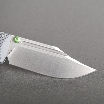 Vosteed Vombat A4101 - 2.92" M390 Satin Bowie Blade, Grey Aluminium Handle