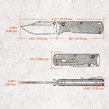 Vosteed Vombat A4101 - 2.92" M390 Satin Bowie Blade, Grey Aluminium Handle